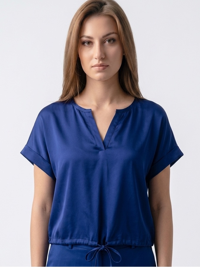 Vivienne Tam | Short Sleeve Drawstring Blouse S